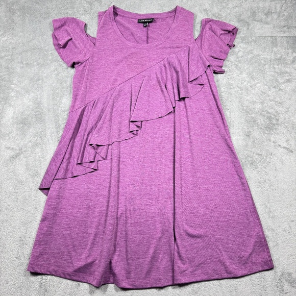 Lane Bryant Plus Size 14/16 Cold Shoulder Ruffle Shift Dress Purple - Picture 1 of 8